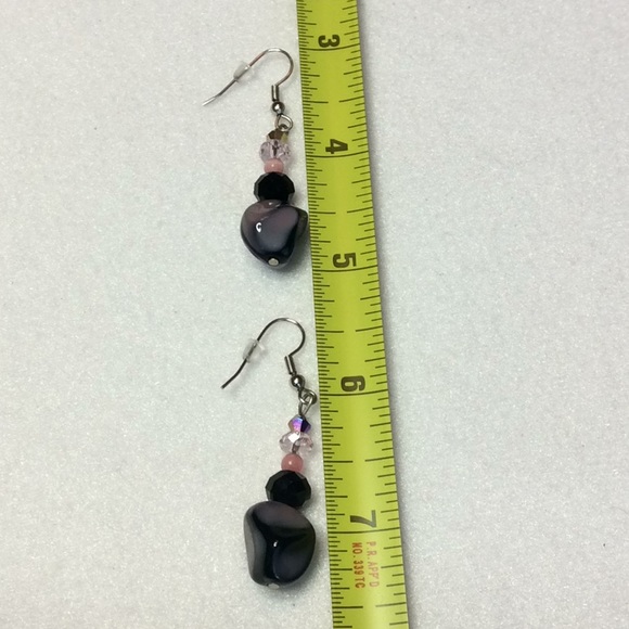 FINAL SALE PRICE Pink & Black Beaded Necklace and Earring Set - Picture 6 of 6